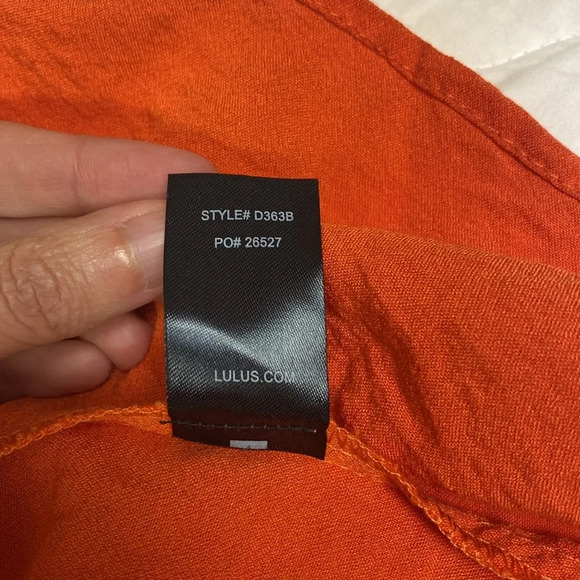 Lulu’s Mia Rae Asymmetrical Mini Wrap Dress Orange - Picture 6 of 8